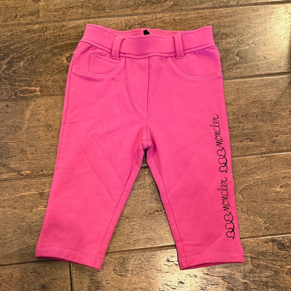 Moncler Vibrant Pink Girls Logo Leggings NEW
